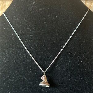 Silver Hershey Kiss Pendant Necklace - Pink Rhinestone Accent